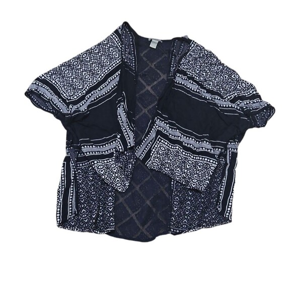 World Market Womens Navy Open Cardigan Size OS Boho Casual Preppy Short Sleeve - Picture 2 of 7